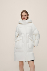 White Long And Thick Fashionable Down Jacket 