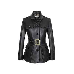 Women's Lambskin Suit Belt Real Leather Jacket