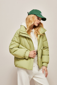 Fashion Down Jacket Women's Detachable Sleeves Green